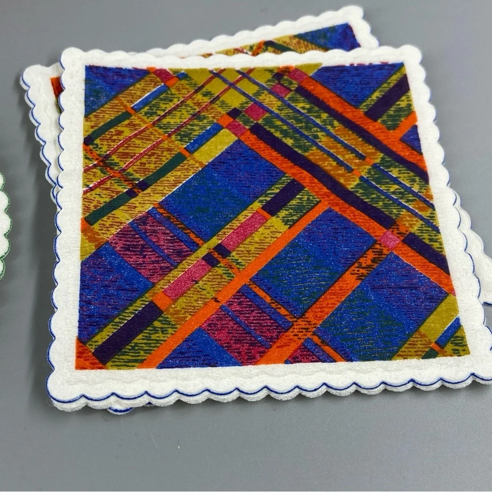 Vintage Paper Coasters MCM mushrooms, plaid, flower power! - Picture 8 of 12